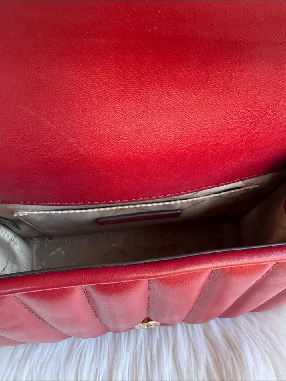 Michael Kors Red Quilted Leather Shoulder Bag